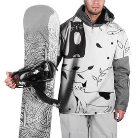 Накидка на куртку 3D с принтом Кис Кис , 100% полиэстер |  | ветки | кошки | полосатый | черный кот