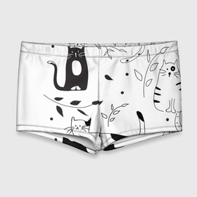 Мужские купальные плавки 3D с принтом Кис Кис в Кировске, Полиэстер 85%, Спандекс 15% |  | Тематика изображения на принте: ветки | кошки | полосатый | черный кот