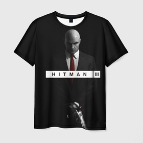 Мужская футболка 3D с принтом Hitman 3 в Тюмени, 100% полиэфир | прямой крой, круглый вырез горловины, длина до линии бедер | Тематика изображения на принте: hitman | hitman 3 | hitman iii | красный | надпись | хитман | хитман 3