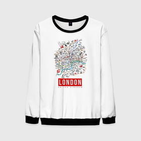 Мужской свитшот 3D с принтом Лондон в Курске, 100% полиэстер с мягким внутренним слоем | круглый вырез горловины, мягкая резинка на манжетах и поясе, свободная посадка по фигуре | london | англия | биг бен | великобритания | достопримечательности | карта | лондон | путешествия | я люблю лондон