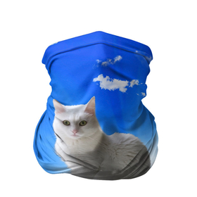 Бандана-труба 3D с принтом Кот в облаках в Белгороде, 100% полиэстер, ткань с особыми свойствами — Activecool | плотность 150‒180 г/м2; хорошо тянется, но сохраняет форму | animals | cat | kitty | ангел | белый кот | блики | взгляд кота | глаза кота | животные | киска | кот | котейка | котенок | котик | кошак | кошка | лучи | мордочка | небесный | небо | облака | пейзаж | питомец