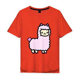 Мужская футболка хлопок Oversize с принтом Альпаки в Белгороде, 100% хлопок | свободный крой, круглый ворот, “спинка” длиннее передней части | альпаки | верблюды | животные | овечки | шерсть | шерстяные