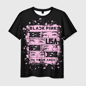 Мужская футболка 3D с принтом BLACKPINK в Новосибирске, 100% полиэфир | прямой крой, круглый вырез горловины, длина до линии бедер | black pink | blackpink | k pop | блэкпинк | дженни | джису | к поп | лиса | розэ