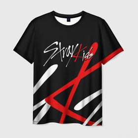 Мужская футболка 3D с принтом STRAY KIDS в Екатеринбурге, 100% полиэфир | прямой крой, круглый вырез горловины, длина до линии бедер | bang chan | changbin | felix | han | hyunjin | i.n. | k pop | lee know | seungmin | skz | stray kids | идолы | к поп