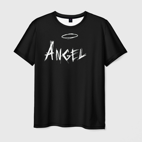 Мужская футболка 3D с принтом ANGEL в Новосибирске, 100% полиэфир | прямой крой, круглый вырез горловины, длина до линии бедер | angel | angelos | archangel | graffiti | inscription | messenger | saint | ангел | ангелок | ангелос | ангелочек | архангел | вестник | графити | надпись | посланник | святой