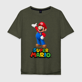Мужская футболка хлопок Oversize с принтом Super Mario в Санкт-Петербурге, 100% хлопок | свободный крой, круглый ворот, “спинка” длиннее передней части | видеоигра | игра | марио | персонаж