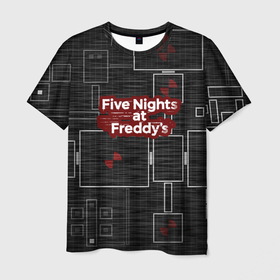 Мужская футболка 3D с принтом Five Nights At Freddy в Курске, 100% полиэфир | прямой крой, круглый вырез горловины, длина до линии бедер | 5 ночей с фредди | five nights at freddys | fnaf | игра | игрок | книга | логотип | пиццерия | подарок | страшилка | схема | фнаф | фредди