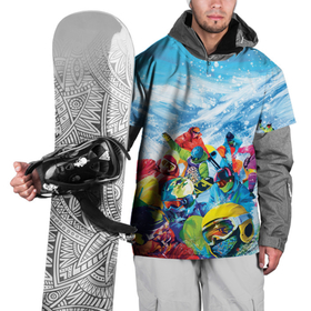 Накидка на куртку 3D с принтом Палитра сноуборд , 100% полиэстер |  | борд | горы | зимние виды спорта | разноцветный | снег | сноуборд | спуск | экипировка