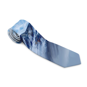 Галстук 3D с принтом Серо-голубые горы в Петрозаводске, 100% полиэстер | Длина 148 см; Плотность 150-180 г/м2 | арт | горы | живопись | кистью | краски | пейзаж | рисунок | серый