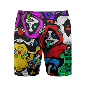 Мужские шорты спортивные с принтом Play в Тюмени,  |  | gamepad | games | panda | граффити | детские картинки | для детей | панда