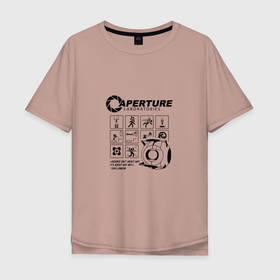 Мужская футболка хлопок Oversize с принтом Aperture Laboratories , 100% хлопок | свободный крой, круглый ворот, “спинка” длиннее передней части | aperture laboratories | game | portal | valve | апертур сайнс | гладос | игра | наука | портал