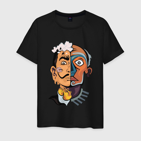 Мужская футболка хлопок с принтом Dal? vs Picasso в Тюмени, 100% хлопок | прямой крой, круглый вырез горловины, длина до линии бедер, слегка спущенное плечо. | график | живописец | испания | сюрреализм | творчество