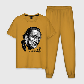 Мужская пижама хлопок с принтом Сальвадор Дали , 100% хлопок | брюки и футболка прямого кроя, без карманов, на брюках мягкая резинка на поясе и по низу штанин
 | график | живописец | испания | сюрреализм | творчество
