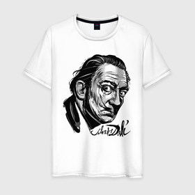 Мужская футболка хлопок с принтом Сальвадор Дали в Тюмени, 100% хлопок | прямой крой, круглый вырез горловины, длина до линии бедер, слегка спущенное плечо. | график | живописец | испания | сюрреализм | творчество