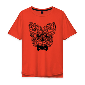 Мужская футболка хлопок Oversize с принтом Йоркширский терьер с бантом в Тюмени, 100% хлопок | свободный крой, круглый ворот, “спинка” длиннее передней части | dog | бант | голова | домашний питомец | йорк | йорки | йоркширский | картинка | кинолог | крутой | любитель собак | люблю | любовь | мода | мой | молодежная | порода | собака | собаковод | собачка