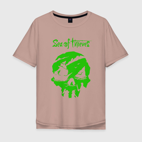 Мужская футболка хлопок Oversize с принтом Sea Of Thieves Море Воров Зеленая в Новосибирске, 100% хлопок | свободный крой, круглый ворот, “спинка” длиннее передней части | pirate | sea | sea of thieves | thieves | зеленая | зеленый | игра про пиратов | море | море воров | пират | пираты