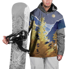 Накидка на куртку 3D с принтом Золотой лес в Санкт-Петербурге, 100% полиэстер |  | Тематика изображения на принте: горы | елки | золотой | лес | луна | природа | путешественникам | путешествие