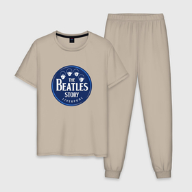 Мужская пижама хлопок с принтом The Beatles в Белгороде, 100% хлопок | брюки и футболка прямого кроя, без карманов, на брюках мягкая резинка на поясе и по низу штанин
 | Тематика изображения на принте: beatles | john lennon | music | paul mccartney | rock | the beatles | yellow submarine | yesterday | битлз | битлс | битлы | джон леннон | леннон | маккартни | музыка | пол маккартни | рок