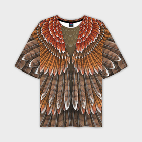 Мужская футболка oversize 3D с принтом Оперение: орел ,  |  | друид | индеец | коричневый | красный | оперение | оранжевый | орёл | пернатый | перо | перья | природа | птица | сова | сон