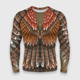 Мужской рашгард 3D с принтом Оперение: орел в Санкт-Петербурге,  |  | друид | индеец | коричневый | красный | оперение | оранжевый | орёл | пернатый | перо | перья | природа | птица | сова | сон