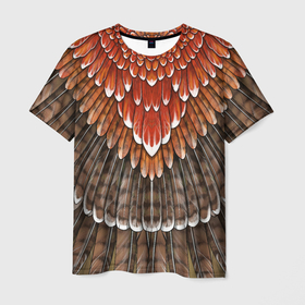 Мужская футболка 3D с принтом оперение орел (2) в Новосибирске, 100% полиэфир | прямой крой, круглый вырез горловины, длина до линии бедер | feathers | plumage | бурый | друид | индеец | коричневый | оперение | оранжевый | орёл | пернатый | перо | перья | природа | птица | рыжий | сова | сон | ястреб