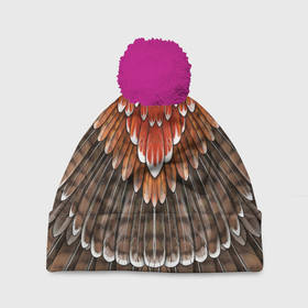 Шапка 3D c помпоном с принтом оперение орел (2) в Санкт-Петербурге, 100% полиэстер | универсальный размер, печать по всей поверхности изделия | feathers | plumage | бурый | друид | индеец | коричневый | оперение | оранжевый | орёл | пернатый | перо | перья | природа | птица | рыжий | сова | сон | ястреб
