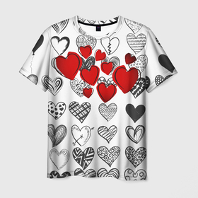 Мужская футболка 3D с принтом Сердца в Курске, 100% полиэфир | прямой крой, круглый вырез горловины, длина до линии бедер | 14 февраля | hearts background | валентинов день | влюбленным | девушке | день святого валентина | жене | кардиологу | любимой | любимому | люблю | любовь | мужу | парню | сердца графика | сердца фон