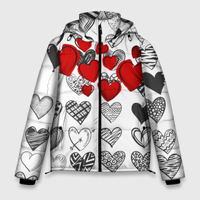 Мужская зимняя куртка 3D с принтом Сердца в Белгороде, верх — 100% полиэстер; подкладка — 100% полиэстер; утеплитель — 100% полиэстер | длина ниже бедра, свободный силуэт Оверсайз. Есть воротник-стойка, отстегивающийся капюшон и ветрозащитная планка. 

Боковые карманы с листочкой на кнопках и внутренний карман на молнии. | 14 февраля | hearts background | валентинов день | влюбленным | девушке | день святого валентина | жене | кардиологу | любимой | любимому | люблю | любовь | мужу | парню | сердца графика | сердца фон