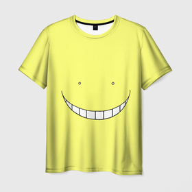Мужская футболка 3D с принтом Коро сенсей (класс убийц) , 100% полиэфир | прямой крой, круглый вырез горловины, длина до линии бедер | Тематика изображения на принте: аниме | зубы | коро | лицо | минимализм