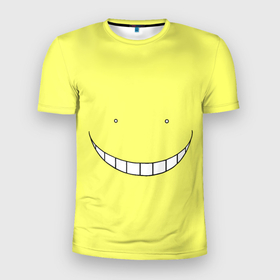 Мужская футболка 3D спортивная с принтом Коро сенсей (школа убийц) , 100% полиэстер с улучшенными характеристиками | приталенный силуэт, круглая горловина, широкие плечи, сужается к линии бедра | аниме | зубы | коро | лицо | минимализм