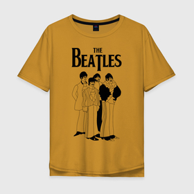 Мужская футболка хлопок Oversize с принтом THE BEATLES в Белгороде, 100% хлопок | свободный крой, круглый ворот, “спинка” длиннее передней части | the beatles | битлз | битлс | битлы | джон леннон | джордж харрисон | пол маккартни | ринго старр