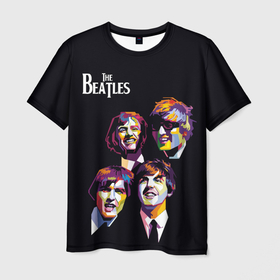 Мужская футболка 3D с принтом The Beatles в Екатеринбурге, 100% полиэфир | прямой крой, круглый вырез горловины, длина до линии бедер | the beatles | великобритания | джон леннон | классика | легенды | музыка | пол маккартни | рок | рок группа