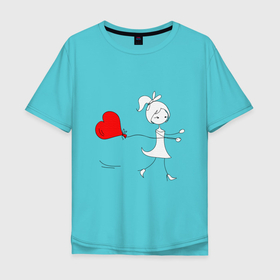 Мужская футболка хлопок Oversize с принтом Бегу к тебе в Санкт-Петербурге, 100% хлопок | свободный крой, круглый ворот, “спинка” длиннее передней части | люблю | парные | сердце | шары воздушные