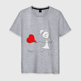 Мужская футболка хлопок с принтом Бегу к тебе в Курске, 100% хлопок | прямой крой, круглый вырез горловины, длина до линии бедер, слегка спущенное плечо. | люблю | парные | сердце | шары воздушные