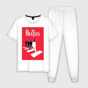 Мужская пижама хлопок с принтом The Beatles , 100% хлопок | брюки и футболка прямого кроя, без карманов, на брюках мягкая резинка на поясе и по низу штанин
 | the beatles | великобритания | джон леннон | классика | легенды | музыка | пол маккартни | рок | рок группа