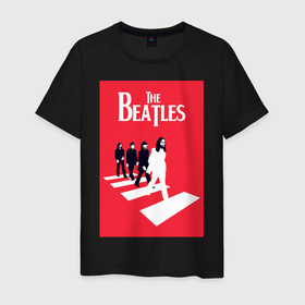Мужская футболка хлопок с принтом The Beatles в Санкт-Петербурге, 100% хлопок | прямой крой, круглый вырез горловины, длина до линии бедер, слегка спущенное плечо. | the beatles | великобритания | джон леннон | классика | легенды | музыка | пол маккартни | рок | рок группа