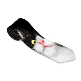 Галстук 3D с принтом Кот в Тюмени, 100% полиэстер | Длина 148 см; Плотность 150-180 г/м2 | барсик | киса | котэ | кошачий | черный кот
