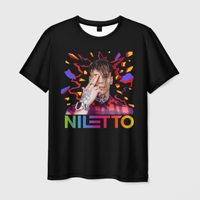 Мужская футболка 3D с принтом NILETTO в Петрозаводске, 100% полиэфир | прямой крой, круглый вырез горловины, длина до линии бедер | niletto | данил прытков | даня | музыка | нилетто | тату | шоу