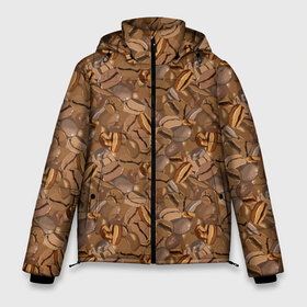 Мужская зимняя куртка 3D с принтом Кофейные Зёрна в Екатеринбурге, верх — 100% полиэстер; подкладка — 100% полиэстер; утеплитель — 100% полиэстер | длина ниже бедра, свободный силуэт Оверсайз. Есть воротник-стойка, отстегивающийся капюшон и ветрозащитная планка. 

Боковые карманы с листочкой на кнопках и внутренний карман на молнии. | Тематика изображения на принте: americano | coffee | espresso | latte | nescafe | американо | бариста | бармен | капучино | кофе | кофевар | кофейные зерна | кофейня | кружка кофе | латте | макиато | моккачино | мокко | нескафе | чай | чашка кофе | шоколад