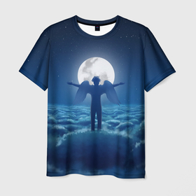 Мужская футболка 3D с принтом Ангел , 100% полиэфир | прямой крой, круглый вырез горловины, длина до линии бедер | tegunvteg | ангел | бог | звезды | космос | луна | небеса | ночное небо | облака | полнолуние | человек с крыльями