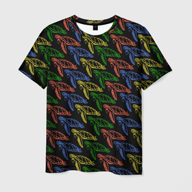 Мужская футболка 3D с принтом Черепашки в Курске, 100% полиэфир | прямой крой, круглый вырез горловины, длина до линии бедер | Тематика изображения на принте: животное | минимализм | морской обитатель | питомец | черепаха