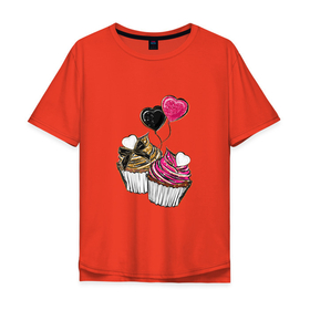 Мужская футболка хлопок Oversize с принтом Кексики в Санкт-Петербурге, 100% хлопок | свободный крой, круглый ворот, “спинка” длиннее передней части | сладости | шары