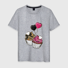 Мужская футболка хлопок с принтом Кексики в Екатеринбурге, 100% хлопок | прямой крой, круглый вырез горловины, длина до линии бедер, слегка спущенное плечо. | Тематика изображения на принте: сладости | шары