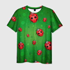 Мужская футболка 3D с принтом БОЖЬИ КОРОВКИ , 100% полиэфир | прямой крой, круглый вырез горловины, длина до линии бедер | tegunvteg | божьи | букашки | деревья | зеленый | коровки | лес | листья | насекомые | природа | пятна | тараканы