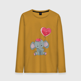 Мужской лонгслив хлопок с принтом Влюбленный слоник в Екатеринбурге, 100% хлопок |  | Тематика изображения на принте: влюбленность | животные | мальчик | парные | сердце | слоник | шары