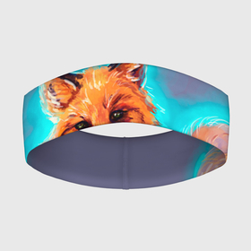 Повязка на голову 3D с принтом Лиса с кофе в Тюмени,  |  | fox | foxy | животное | звери | лиса | лисенок | лисичка | милая | рыжая | фокс
