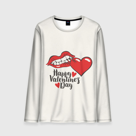 Мужской лонгслив 3D с принтом Happy Valentines Day в Тюмени, 100% полиэстер | длинные рукава, круглый вырез горловины, полуприлегающий силуэт | 14 февраля | love | valentines day | амур | валентинка | вторая половинка | день всех влюбленных | купидон | любовь | отношения | подарок любви | поцелуй | праздник любви | романтика | свидание | сердечки