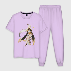 Мужская пижама хлопок с принтом Нин Гуан в Белгороде, 100% хлопок | брюки и футболка прямого кроя, без карманов, на брюках мягкая резинка на поясе и по низу штанин
 | арт | ли юэ | ли юэ цисин | нин гуан | рисунок | цисин