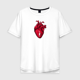 Мужская футболка хлопок Oversize с принтом Heart on or off в Санкт-Петербурге, 100% хлопок | свободный крой, круглый ворот, “спинка” длиннее передней части | heart | heart breaker | love | боль | бывшая | бывшие | бывший | любовь | надпись | нет девушки | нет парня | нет проблем | про бывших | разбитое сердце | сердечки | сердца