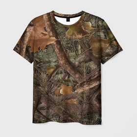 Мужская футболка 3D с принтом Охотничий камуфляж в Белгороде, 100% полиэфир | прямой крой, круглый вырез горловины, длина до линии бедер | 23 февраля | армия | военная | зелень | камуфляж | листья | маскировка | осень | охота | паттерн | рыбалка | солдат | текстуры